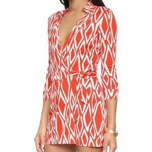 Diane von Furstenberg Women's Pink Celeste Romper Ikat Stamp Coral Silk 2